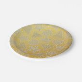 金ゴールド&ホワイトホリデーパターンカスタムクリスマス ペーパープレート (アングル)