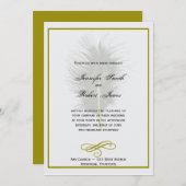 金ゴールド&ホワイトマラボーフェザー結婚式招待状 招待状 (正面/裏面)