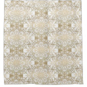 金ゴールド&ホワイトマンダラエレガントシックラモダンーム シャワーカーテン (正面)