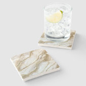 金ゴールド&ホワイトマーブルアートシエレガントック ストーンコースター (横)