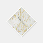 金ゴールド&ホワイトマーブルグラムデザイエレガントナースタイル スタンダードカクテルナプキン (角)