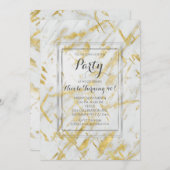 金ゴールド&ホワイトマーブルグラムモダンパーティの招待状 招待状 (正面/裏面)