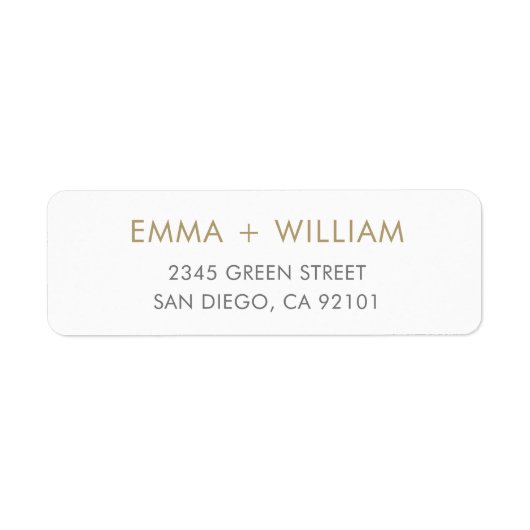 金ゴールド&ホワイトミニマル差出人住所ラベル ラベル (正面)