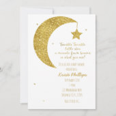 金ゴールド&ホワイトムーン&スターズベビーシャワー招待状 招待状 (正面)