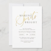 金ゴールド&ホワイトメイキングスピリッツ明るいクリスマスパーティー 招待状 (正面)