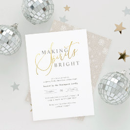 金ゴールド&ホワイトメイキングスピリッツ明るいクリスマスパーティー 招待状