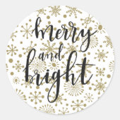 金ゴールド&ホワイトレトロスノーフレークメリー&ブライトのお勧め ラウンドシール (正面)