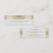 金ゴールド&ホワイトヴィンテージペイズリーレースウェディングプランナー スキニー名刺 (正面/裏面)