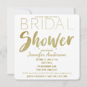 金ゴールド&ホワイト水玉模様グラマーブライダルシャワー 招待状 (正面)