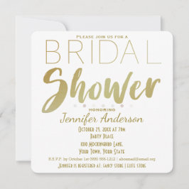 金ゴールド&ホワイト水玉模様グラマーブライダルシャワー 招待状