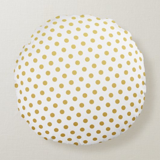 金ゴールド&ホワイト水玉模様ラウンドピローズ ラウンドクッション (正面)