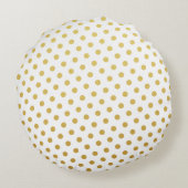 金ゴールド&ホワイト水玉模様ラウンドピローズ ラウンドクッション (裏面)