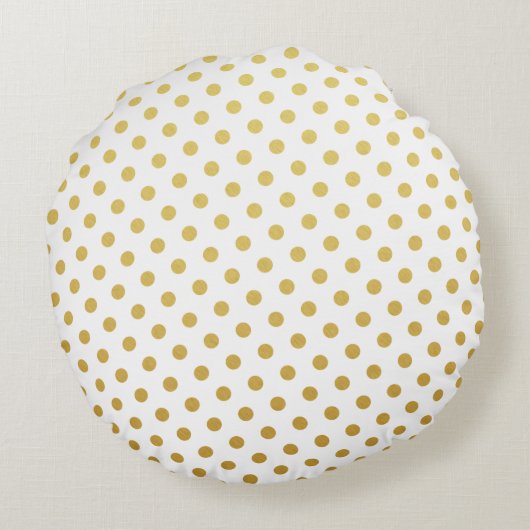 金ゴールド&ホワイト水玉模様ラウンドピローズ ラウンドクッション (裏面)