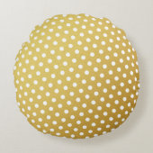 金ゴールド&ホワイト水玉模様ラウンドピローズ ラウンドクッション (正面)