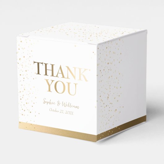 金ゴールド&ホワイト美しいエレガントな結婚式ありがとう フェイバーボックス (正面サイド)
