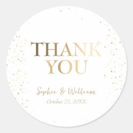 金ゴールド&ホワイト美しいエレガントな結婚式ありがとう ラウンドシール