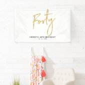 金ゴールド&ホワイト40th誕生日パーティーウェルカムバナー 横断幕 (インサイチュ)