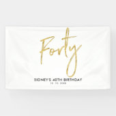 金ゴールド&ホワイト40th誕生日パーティーウェルカムバナー 横断幕 (横)