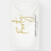 金ゴールド&ホワイト40th誕生日パーティーウェルカムバナー 横断幕 (縦)