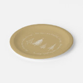 金ゴールド，ホワイト，クリスマスツリースターズホリデエレガントィ ペーパープレート (アングル)