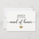 金ゴールド·ホワイト·ブラックは私のメイド・オブ・オーナー(花嫁付き添い人)? 招待状 (正面)