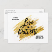 金ゴールド·ホワイト·ブラモダンック·ウェディングが日付を節約 案内ポストカード (正面/裏面)