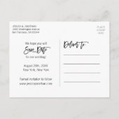 金ゴールド·ホワイト·ブラモダンック·ウェディングが日付を節約 案内ポストカード (裏面)