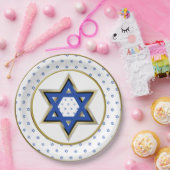 金ゴールド·ホワイト·ブルー·スター·オブ·デイビッド·金ゴールド·リングや輪·トリム ペーパープレート (パーティー)
