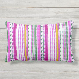 金ゴールド、マゼンタ、ティール(緑がかった色)のストライプな腰神経の枕13" x 21 " ランバークッション
