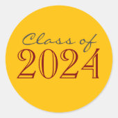 金ゴールド&マルーン卒業封筒用シールシール ラウンドシール (正面)