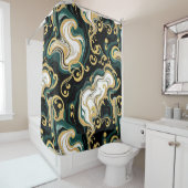 金ゴールド&マーブルラグジュアリーシャワーカーテン シャワーカーテン (インサイチュ)