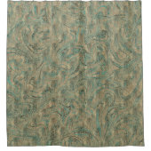 金ゴールド&ミンティターコイズグリッタースワールスパークル シャワーカーテン (正面)