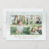 金ゴールド&ミントウォーターカラーコラージュホリデーカード シーズンカード (正面)