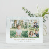 金ゴールド&ミントウォーターカラーコラージュホリデーカード シーズンカード (スタンド正面)