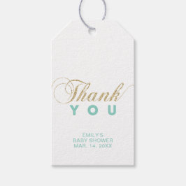 金ゴールド&ミント |パーティモダンーのお願いありがとうございますラベル ギフトタグ