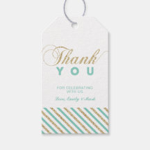 金ゴールド&ミント |パーティモダンーのお願いありがとうございますラベル