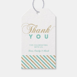 金ゴールド&ミント |パーティモダンーのお願いありがとうございますラベル ギフトタグ