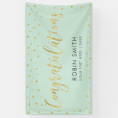 金ゴールド&ミント |卒業パーティーおめでとうございます 横断幕 (縦)