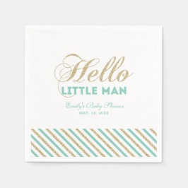 金ゴールド&ミント |男のモダン子の赤ちゃんシャワーペーパーナプキン スタンダードカクテルナプキン