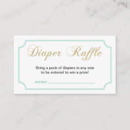 金ゴールド&ミント |男の子の赤ちゃんシャワーおむつラッフルチケット エンクロージャーカード