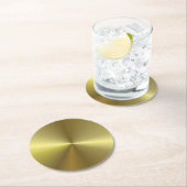 金ゴールド·メタフェイクリック·ルック·エレガントテンプレート ラウンドペーパーコースター (インサイチュ)