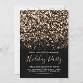 金ゴールド&モダンブラックグラムホリデー企業のパーティー 招待状 (正面)