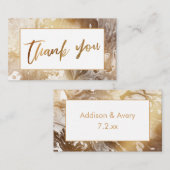 金ゴールド&モダンホワイトマーブリードありがとう エンクロージャーカード (正面/裏面)