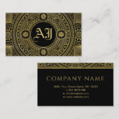 金ゴールド·モノグラエレガントム·フレーム 名刺 (正面/裏面)