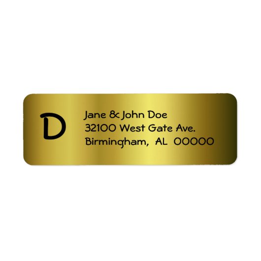 金ゴールド(モノグラム住所 シール) ラベル (正面)