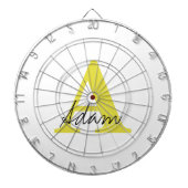 金ゴールド・モノグラム・イニシャル・名前をカスタムする・ギフト・ファーズ・デー ダーツボード (正面)