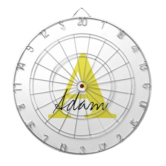 金ゴールド・モノグラム・イニシャル・名前をカスタムする・ギフト・ファーズ・デー ダーツボード (正面)