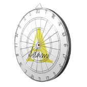 金ゴールド・モノグラム・イニシャル・名前をカスタムする・ギフト・ファーズ・デー ダーツボード (正面右)