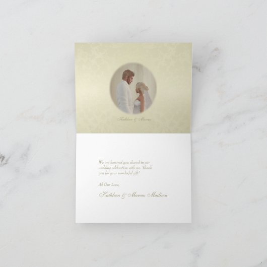 金ゴールド・モノ結婚グラムの感謝 サンキューカード (内部)