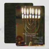 金ゴールド（ユダヤ教）メノラーハヌカ招待状 招待状 (正面/裏面)